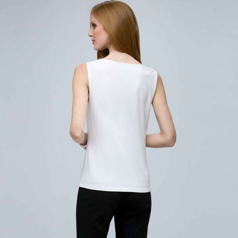Drape Neck Tank with Buckles., White, large image number 1